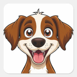 Pegatina Cuadrada Cachorro Feliz Para Amantes de Perros y Padres de