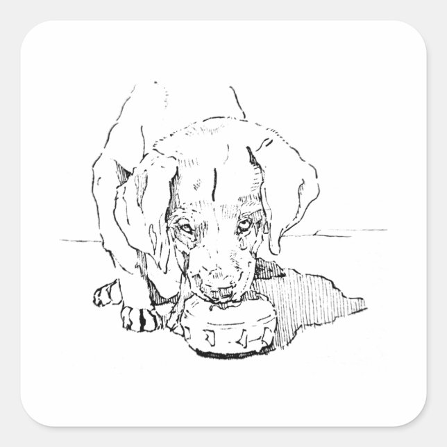 Pegatina Cuadrada Cachorro Labrador para Amante de Perros (Anverso)