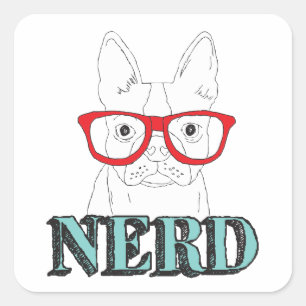 Pegatina Cuadrada Cachorro negro y blanco más inteligente de Boston 