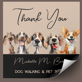 Pegatina Cuadrada Cachorro picante Walker Groomer Gracias A La Moder