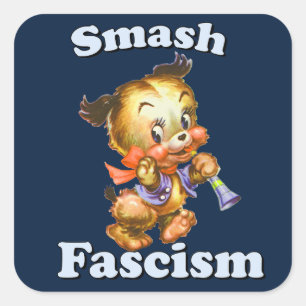 Pegatina Cuadrada Cachorro retro - Fascismo malogrado