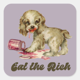 Pegatina Cuadrada Cachorro retro lindo - Comer a los ricos