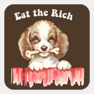 Pegatina Cuadrada Cachorro retro lindo - Comer a los ricos
