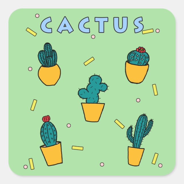 Pegatina Cuadrada Cactus (Anverso)