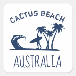 Pegatina Cuadrada Cactus Beach Surfing Australia