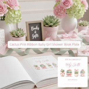 Pegatina Cuadrada Cactus Cinta Rosa Bebé Chica Ducha Placa De Libro