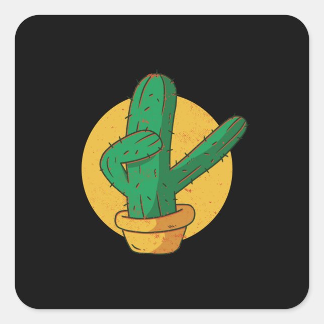 Pegatina Cuadrada Cactus dabbing (Anverso)