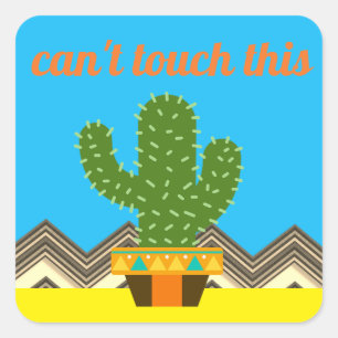 Pegatina Cuadrada Cactus de punción de color/texto personalizado no