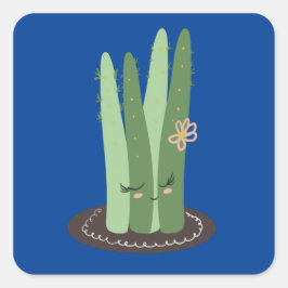 Pegatina Cuadrada Cactus Doodle Personalizado Funny Green
