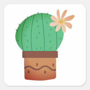 Pegatina Cuadrada Cactus Plant Personalizado