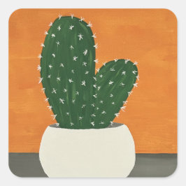 Pegatina Cuadrada Cactus postizas de acrílico gris y naranja