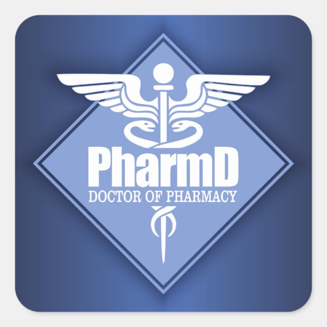 Pegatina Cuadrada Cad PharmD (diamante) (Anverso)