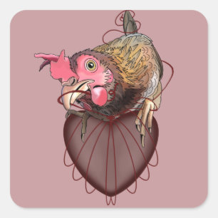 Pegatina Cuadrada Cadenas de corazón para el sacrificio de pollo
