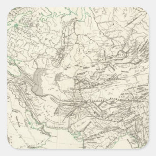 Pegatina Cuadrada Cadenas de montaña en Asia y Europa