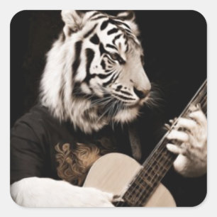 Pegatina Cuadrada Cadenas de Tigre – Arte Musical Elegante