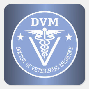 Pegatina Cuadrada Caduceus DVM 2