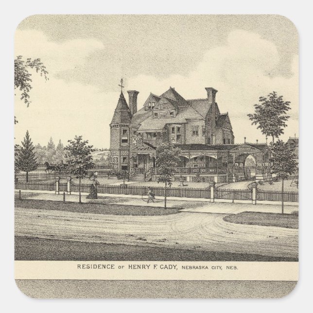 Pegatina Cuadrada Cady y Kilpatrick, Nebraska (Anverso)