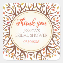 Pegatina Cuadrada Cae el árbol otoñal cae la ducha de la novia