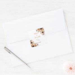 Pegatina Cuadrada Cae en matrimonio rústico marrón y marfil Rosa de