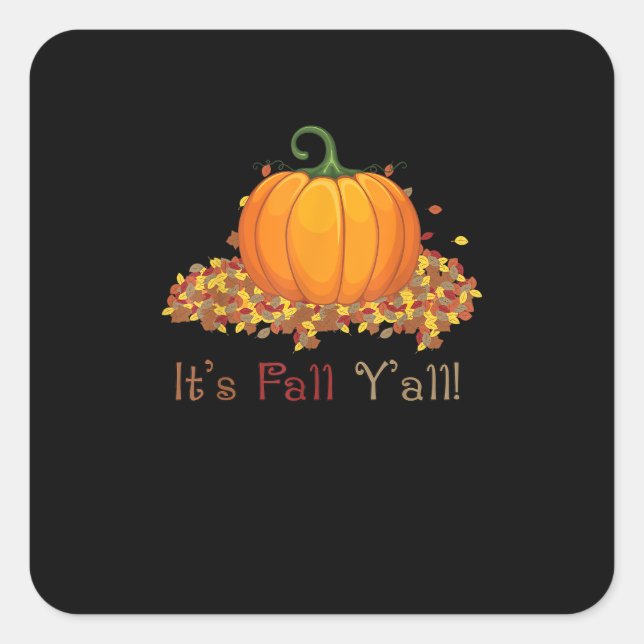 Pegatina Cuadrada Cae la piel de la calabaza otoñal (Anverso)