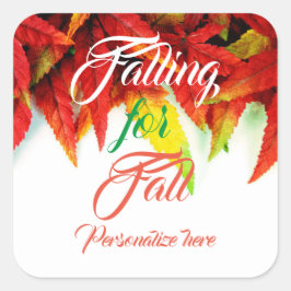 Pegatina Cuadrada Caer en otoño maple leaf elegante rojo