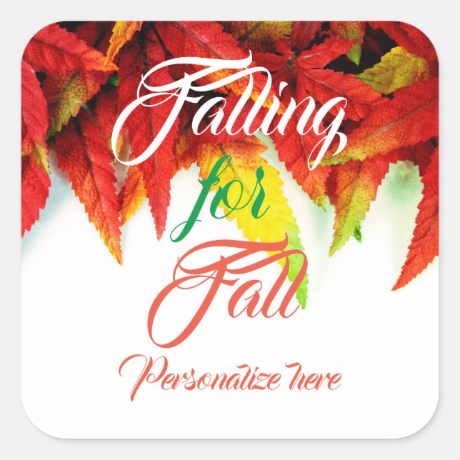 Pegatina Cuadrada Caer en otoño maple leaf elegante rojo (Anverso)