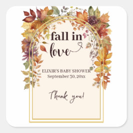 Pegatina Cuadrada Caer Enamorada Del Bebé El Otoño Deja La Ducha