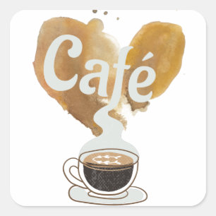 Pegatina Cuadrada Café - Amante del Café