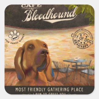 Pegatina Cuadrada Café Bloodhound