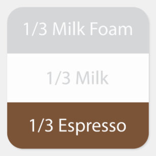 Pegatina Cuadrada Café cappuccino de recetas Diseño de texto