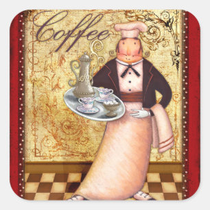 Pegatina Cuadrada Café Chef