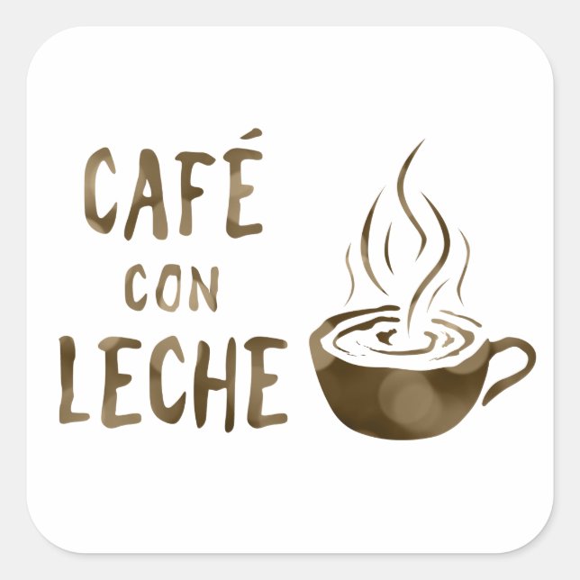 Pegatina Cuadrada cafe con leche bokeh (Anverso)