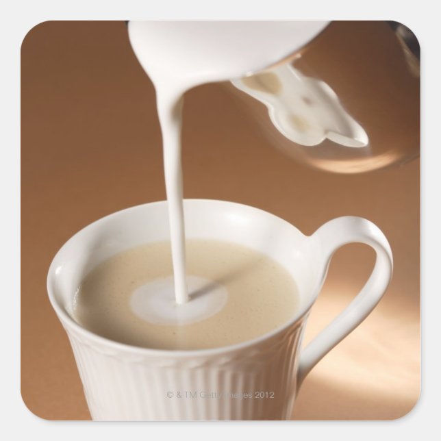 Pegatina Cuadrada Café con leche vertida (Anverso)