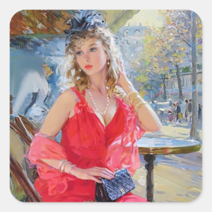 Pegatina Cuadrada café de amor