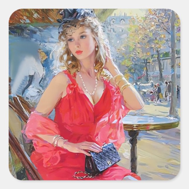 Pegatina Cuadrada café de amor (Anverso)