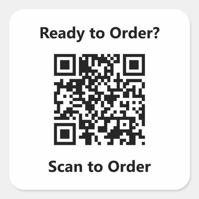 Pegatina Cuadrada Café de código QR (Anverso)