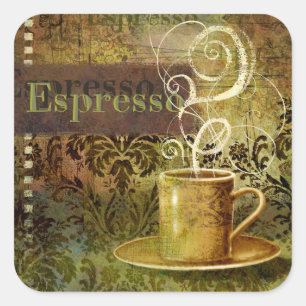 Pegatina Cuadrada Café express