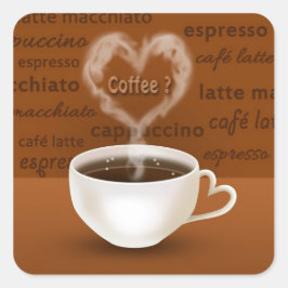 Pegatina Cuadrada Café? Humo con forma de corazón