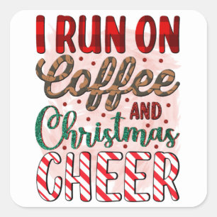 Pegatina Cuadrada Café & Navidad Café negocio en Bulk