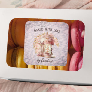 Pegatina Cuadrada Café París floral francés hecho a mano