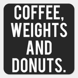 Pegatina Cuadrada Café, pesos y donuts - Gimnasio de Novedad diverti