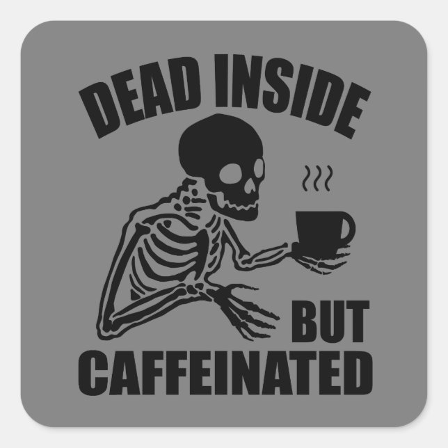 Pegatina Cuadrada Café Skeleton (Anverso)