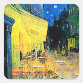 Pegatina Cuadrada Café Terrace at Night (1888) Vincent Van Gogh art