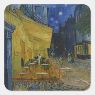 Pegatina Cuadrada Cafe Terrace de noche por Vincent van Gogh