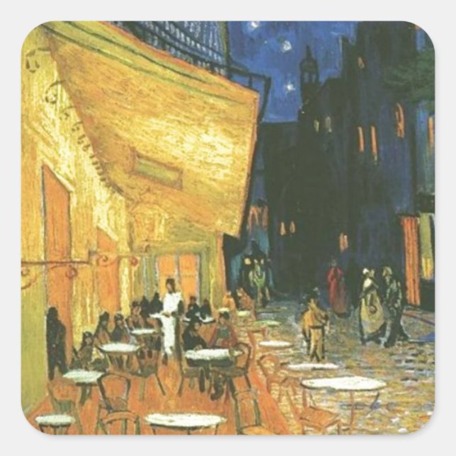 Pegatina Cuadrada Cafe Terrace - Vincent van Gogh (Anverso)