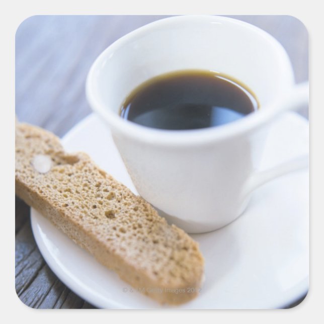 Pegatina Cuadrada Café y Biscotti (Anverso)
