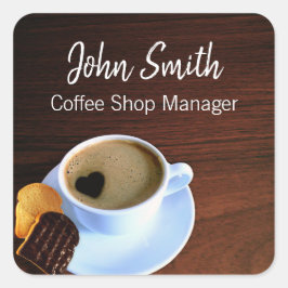 Pegatina Cuadrada Cafetería Café Copa de Fútbol Cocina de espuma mod