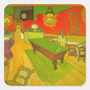 Pegatina Cuadrada Cafetería nocturna de Vincent van Gogh