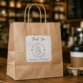 Pegatina Cuadrada Cafetería Personalizada Agrega Tu Logotipo Moderno