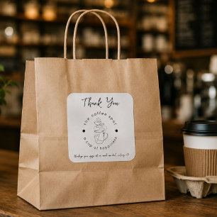 Pegatina Cuadrada Cafetería Personalizada Agrega Tu Logotipo Moderno